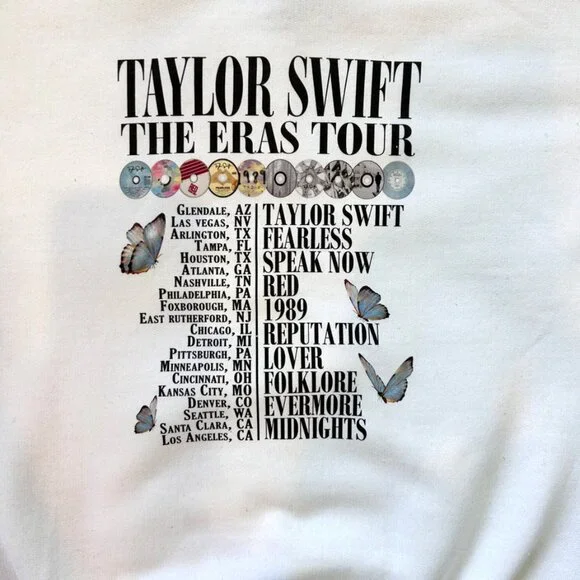 Taylor Swift White Eras Tour Crewneck Sweatshirt in YOUTH Size SMALL - NWOT New! - Picture 4 of 5